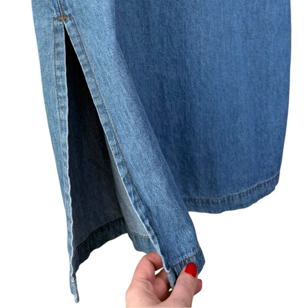 Vintage 90s Denim Maxi Dress Size Small Long Sleeve Coldwater Creek - Picture 7 of 10